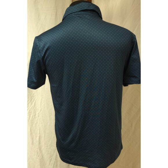 Green Side Mens Small Bluish Green Geometric Floral Outdoor Golf Polo Shirt - Picture 8 of 12